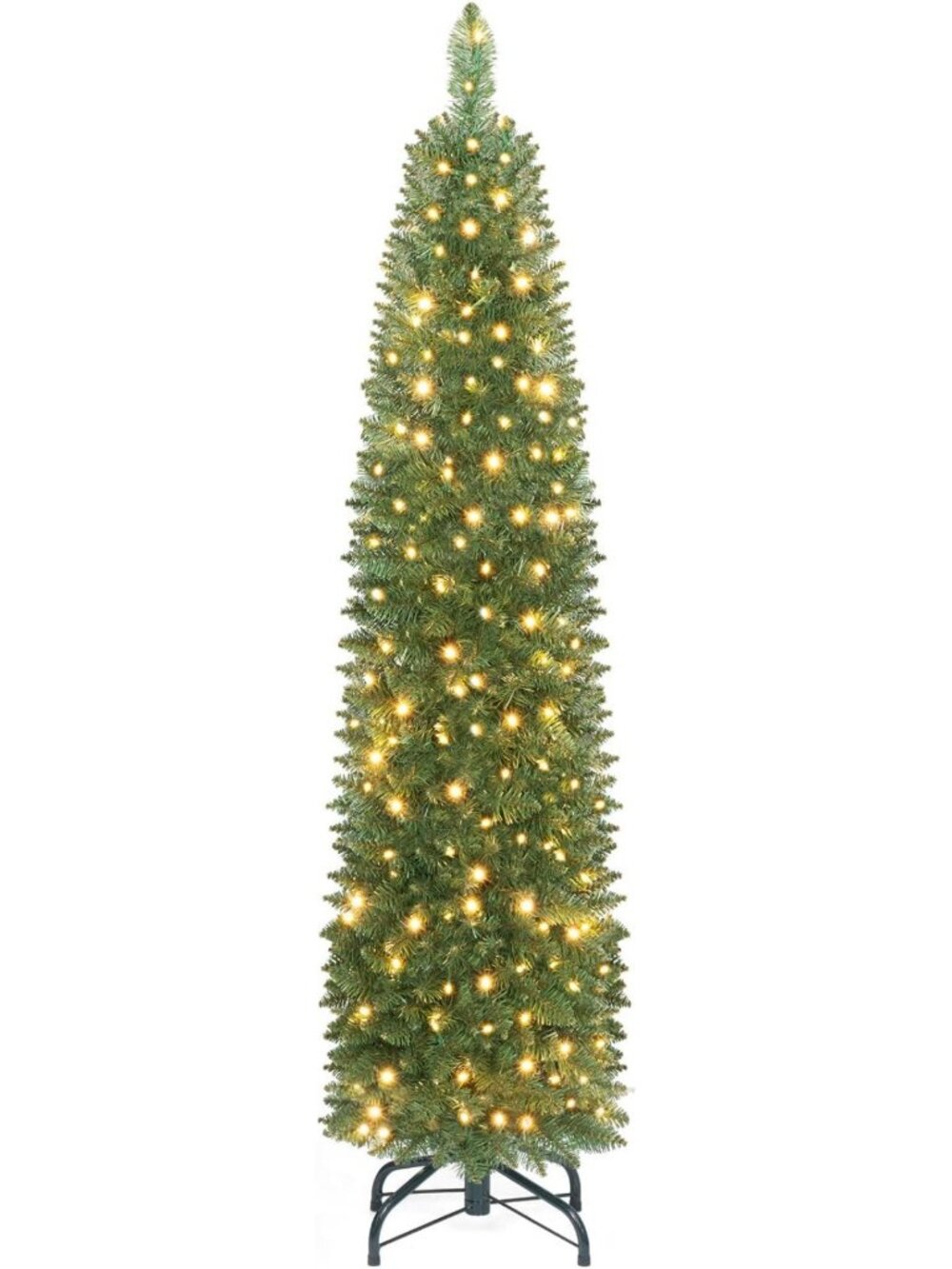 5FT Pre-lit Artificial Christmas Tree, Pencil Design, 150 Warm White LED Lights